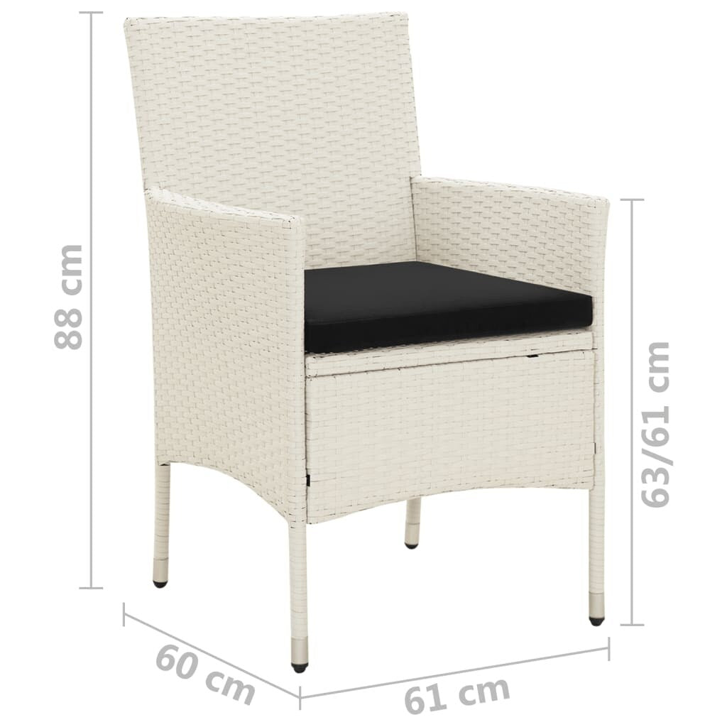 Chaises de patio vidaXL, chaise de salle à manger simple résistante aux intempéries avec coussins, en polyrotin