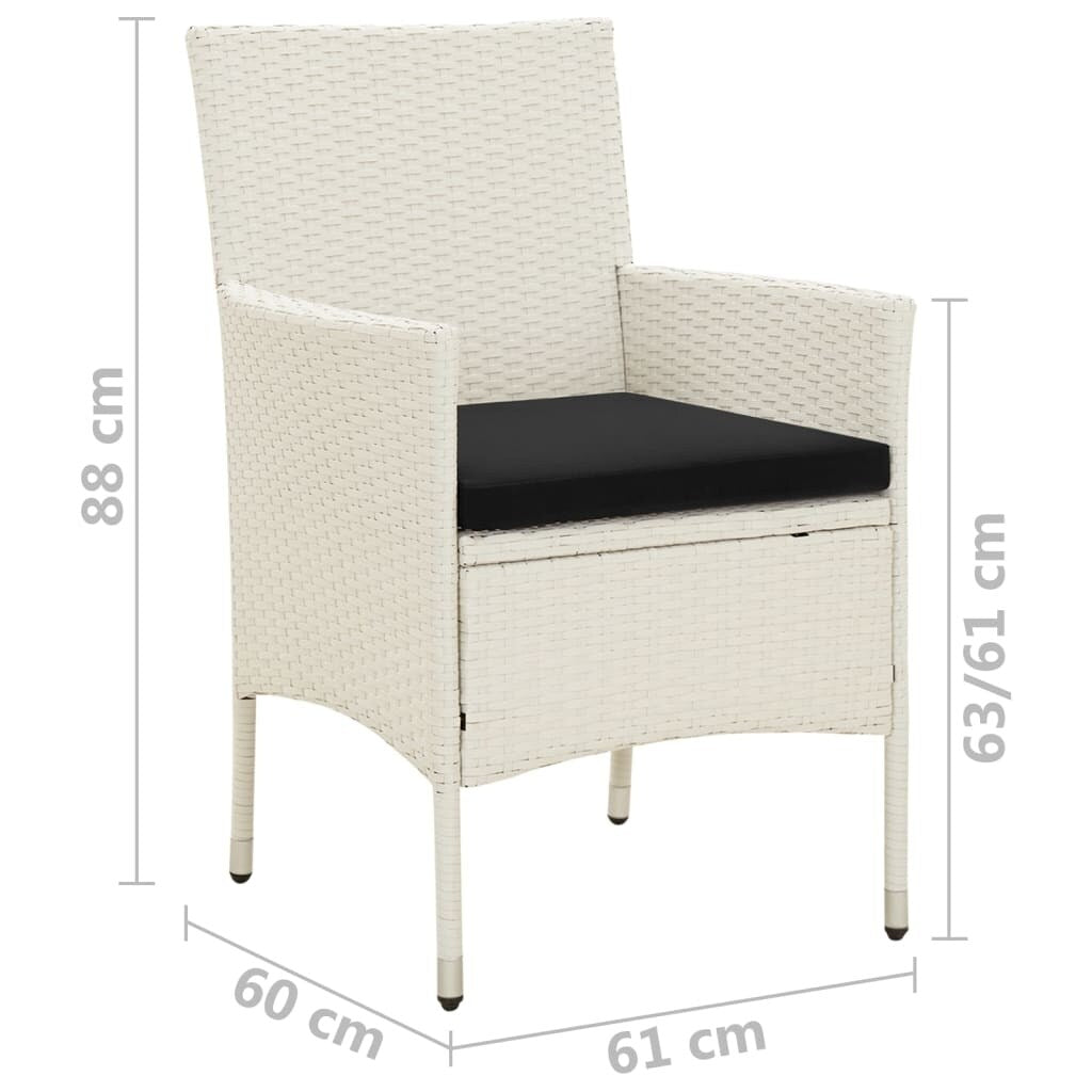 Chaises de patio vidaXL, chaise de salle à manger simple résistante aux intempéries avec coussins, en polyrotin