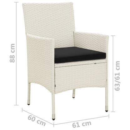 Chaises de patio vidaXL, chaise de salle à manger simple résistante aux intempéries avec coussins, en polyrotin