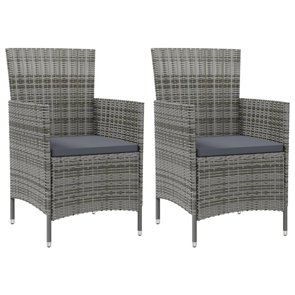Chaises de patio vidaXL, chaise de salle à manger simple résistante aux intempéries avec coussins, en polyrotin