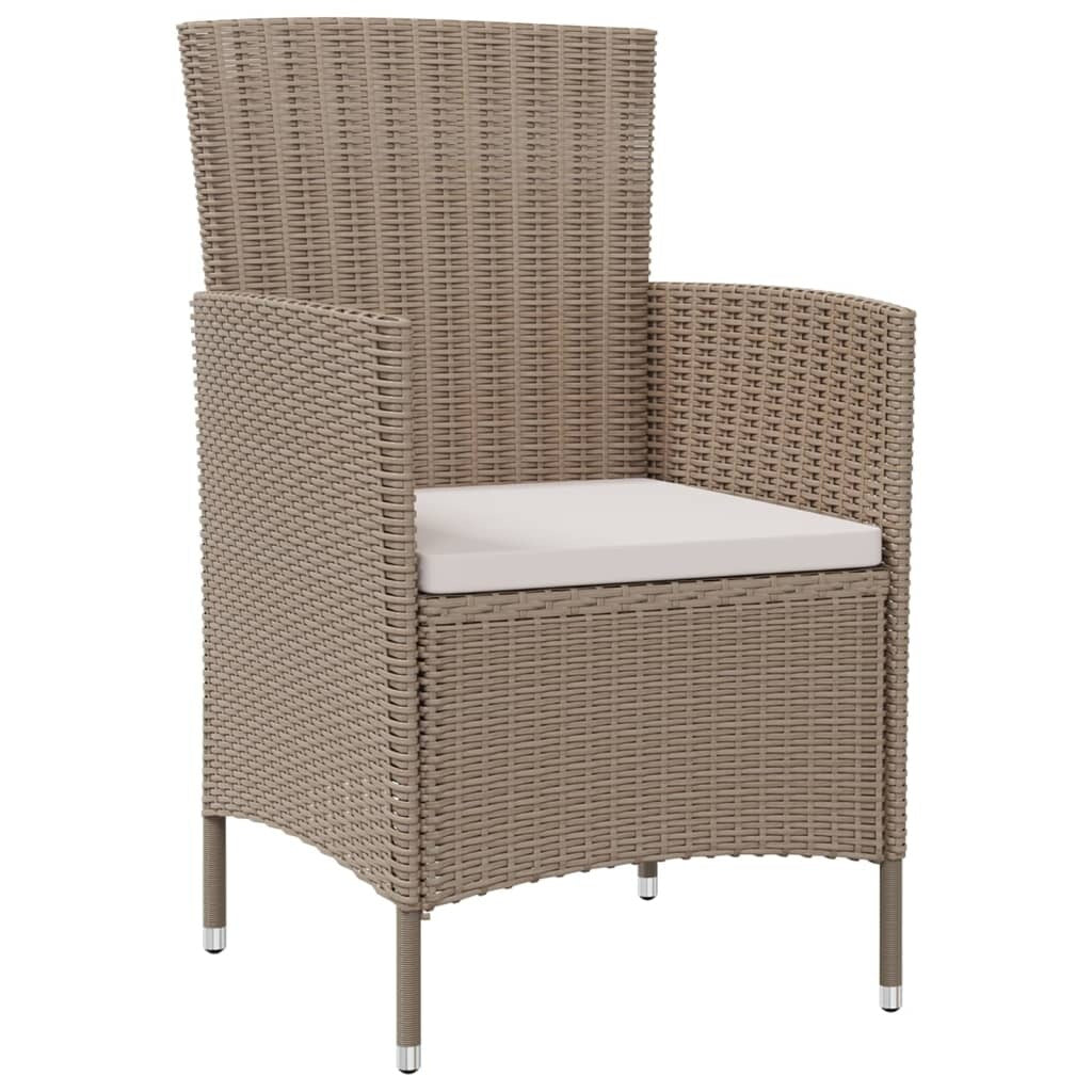 Chaises de patio vidaXL, chaise de salle à manger simple résistante aux intempéries avec coussins, en polyrotin