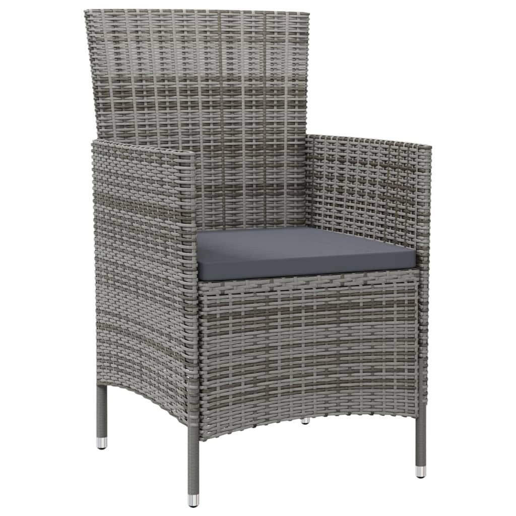Chaises de patio vidaXL, chaise de salle à manger simple résistante aux intempéries avec coussins, en polyrotin