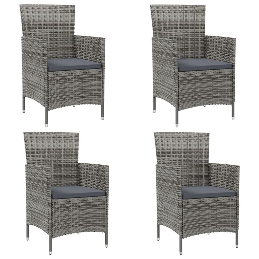 Chaises de patio vidaXL, chaise de salle à manger simple résistante aux intempéries avec coussins, en polyrotin