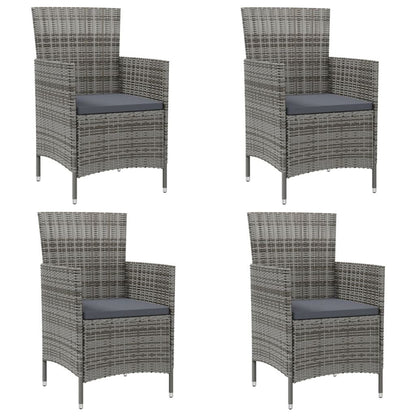 Chaises de patio vidaXL, chaise de salle à manger simple résistante aux intempéries avec coussins, en polyrotin