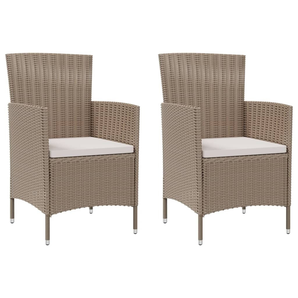Chaises de patio vidaXL, chaise de salle à manger simple résistante aux intempéries avec coussins, en polyrotin