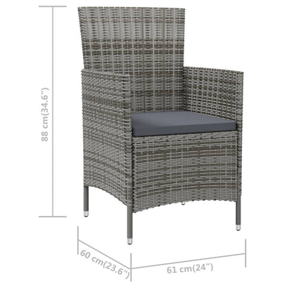 Chaises de patio vidaXL, chaise de salle à manger simple résistante aux intempéries avec coussins, en polyrotin