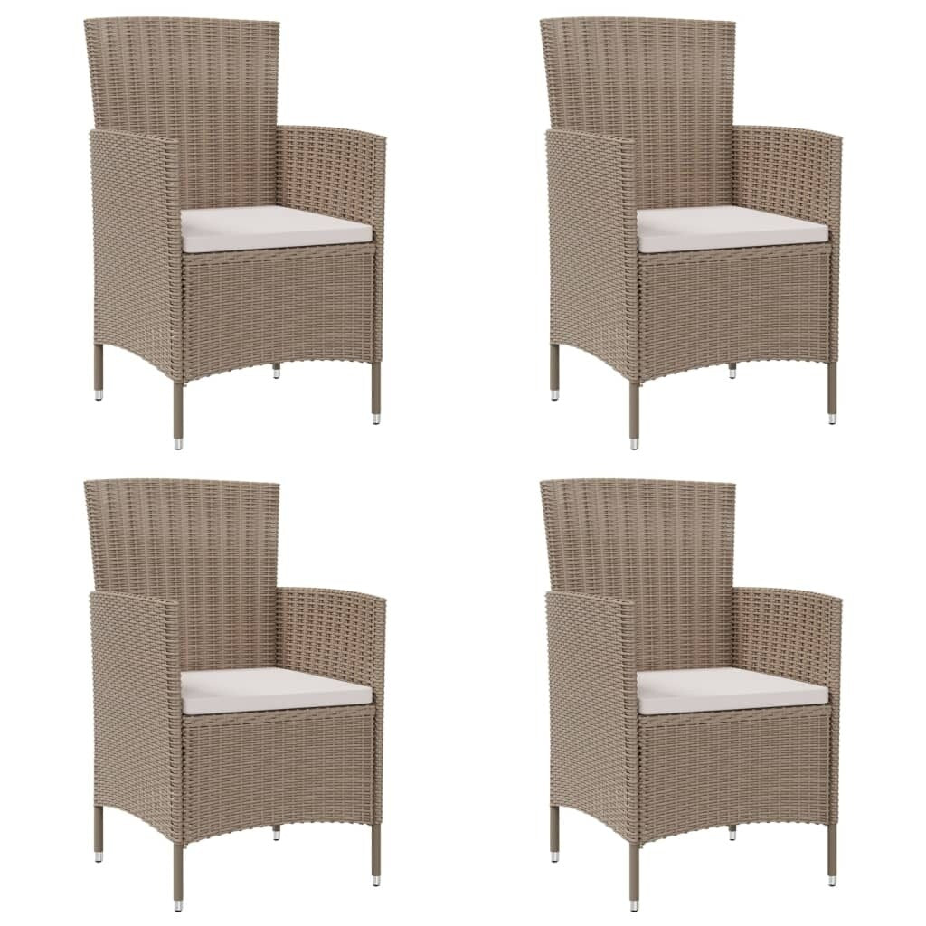 Chaises de patio vidaXL, chaise de salle à manger simple résistante aux intempéries avec coussins, en polyrotin