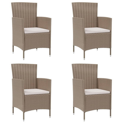 Chaises de patio vidaXL, chaise de salle à manger simple résistante aux intempéries avec coussins, en polyrotin