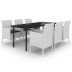 vidaXL Ensemble de salle à manger de patio, table et chaises d'extérieur en polyrotin et verre