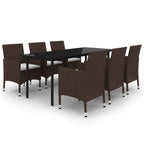 vidaXL Ensemble de salle à manger de patio, table et chaises d'extérieur en polyrotin et verre