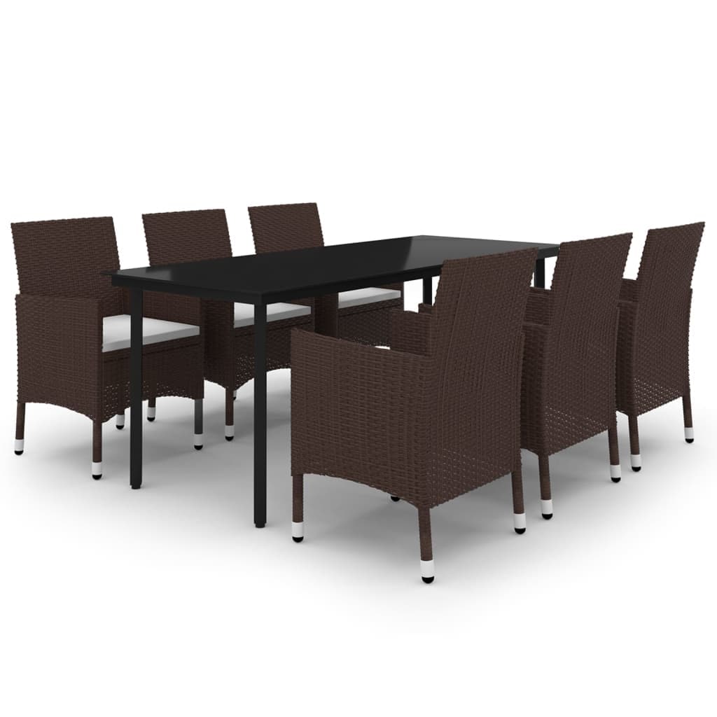 vidaXL Ensemble de salle à manger de patio, table et chaises d'extérieur en polyrotin et verre