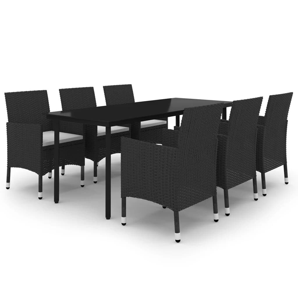 vidaXL Ensemble de salle à manger de patio, table et chaises d'extérieur en polyrotin et verre