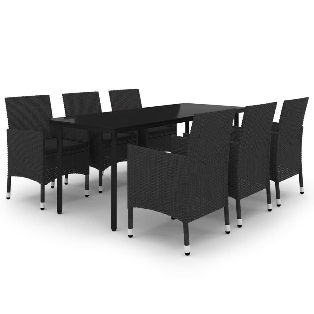 vidaXL Ensemble de salle à manger de patio, table et chaises d'extérieur en polyrotin et verre