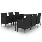 vidaXL Ensemble de salle à manger de patio, table et chaises d'extérieur en polyrotin et verre