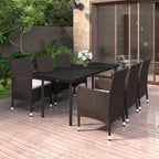 vidaXL Ensemble de salle à manger de patio, table et chaises d'extérieur en polyrotin et verre