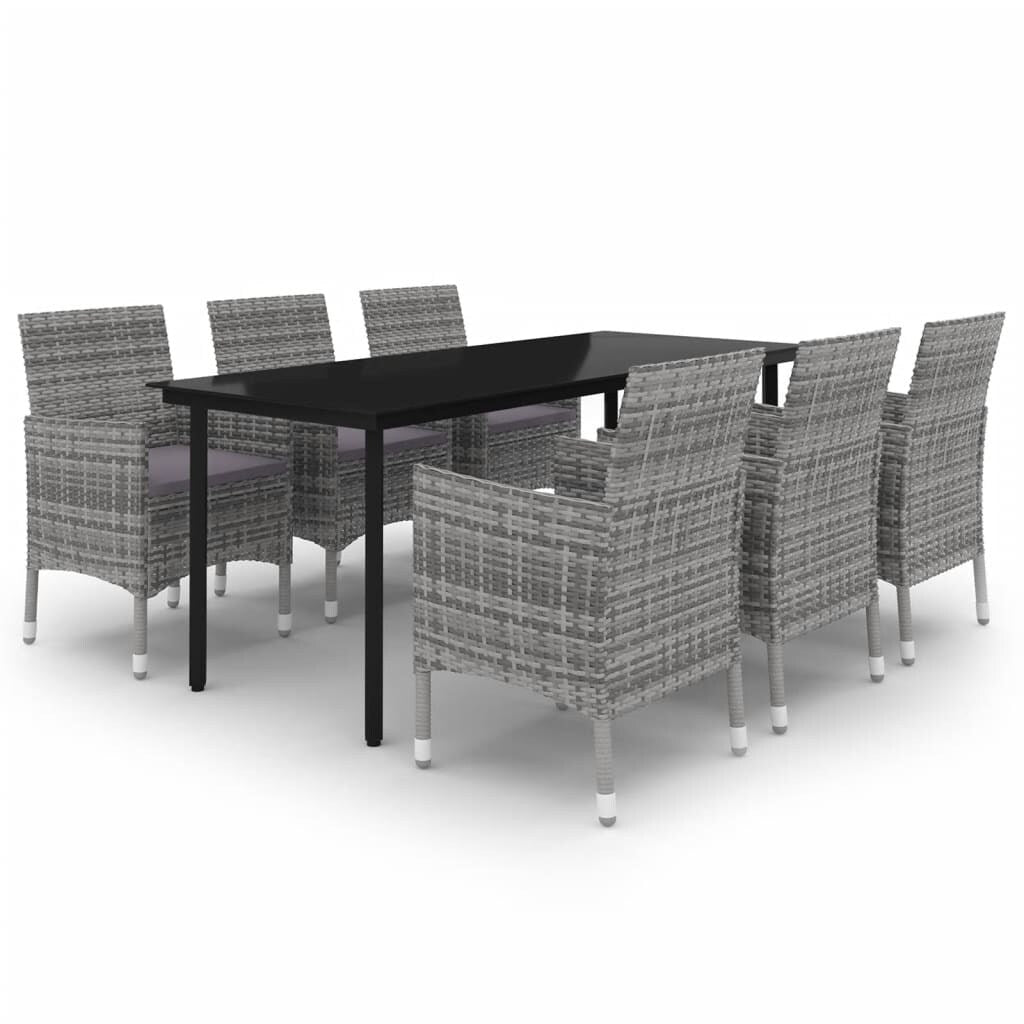 vidaXL Ensemble de salle à manger de patio, table et chaises d'extérieur en polyrotin et verre