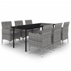 vidaXL Ensemble de salle à manger de patio, table et chaises d'extérieur en polyrotin et verre