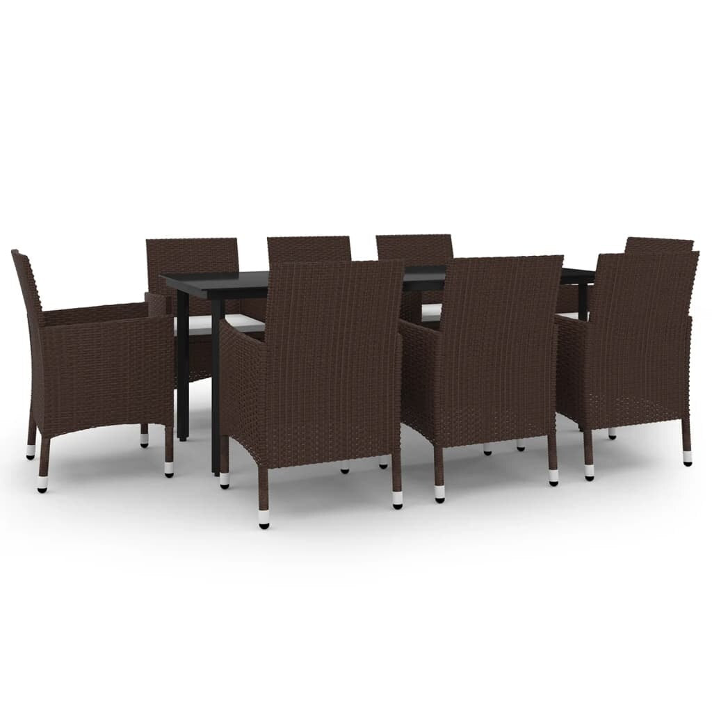 vidaXL Ensemble de salle à manger de patio, table et chaises d'extérieur en polyrotin et verre
