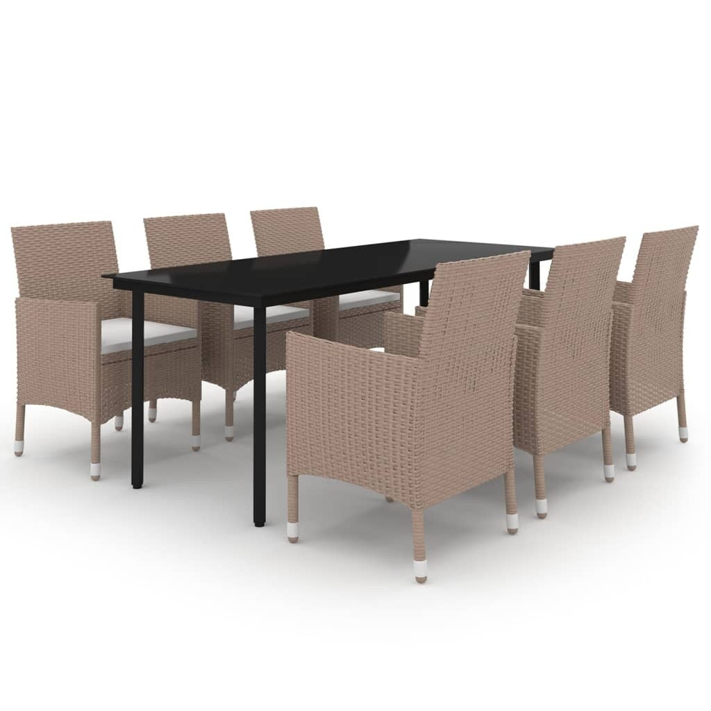 vidaXL Ensemble de salle à manger de patio, table et chaises d'extérieur en polyrotin et verre
