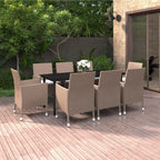 vidaXL Ensemble de salle à manger de patio, table et chaises d'extérieur en polyrotin et verre