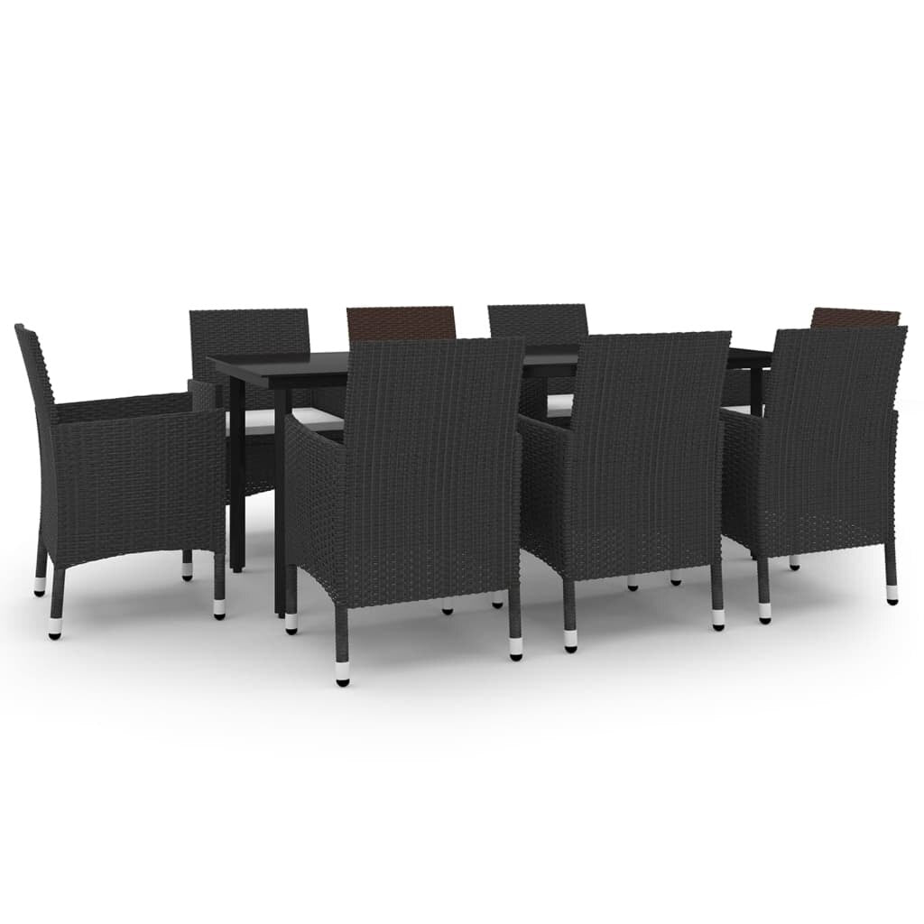 vidaXL Ensemble de salle à manger de patio, table et chaises d'extérieur en polyrotin et verre