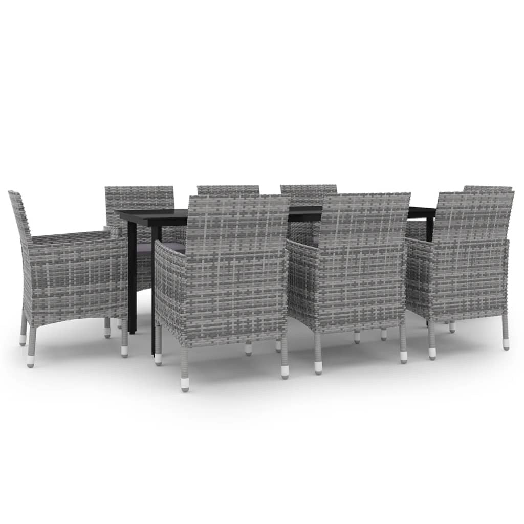 vidaXL Ensemble de salle à manger de patio, table et chaises d'extérieur en polyrotin et verre