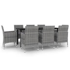 vidaXL Ensemble de salle à manger de patio, table et chaises d'extérieur en polyrotin et verre
