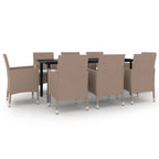 vidaXL Ensemble de salle à manger de patio, table et chaises d'extérieur en polyrotin et verre