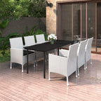 vidaXL Ensemble de salle à manger de patio, table et chaises d'extérieur en polyrotin et verre