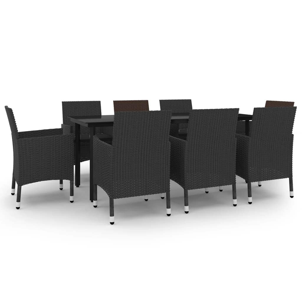 vidaXL Ensemble de salle à manger de patio, table et chaises d'extérieur en polyrotin et verre