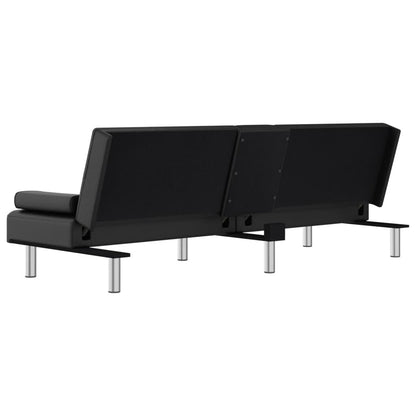 VidaXL Canapé-lit pliable avec porte-gobelets en similicuir - 78,7 x 35 x 27,6