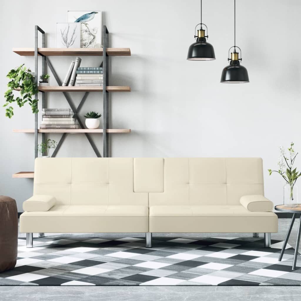 VidaXL Canapé-lit pliable avec porte-gobelets en similicuir - 78,7 x 35 x 27,6