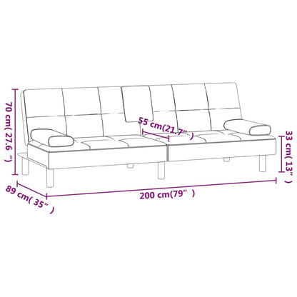 VidaXL Canapé-lit pliable avec porte-gobelets en similicuir - 78,7 x 35 x 27,6